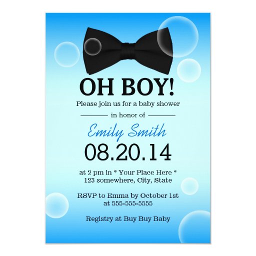 Simple Bow Tie Boy Baby Shower Invitations Zazzle