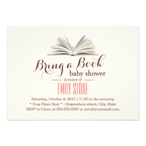 Simple Bring a Book Baby Shower Personalized Announcement