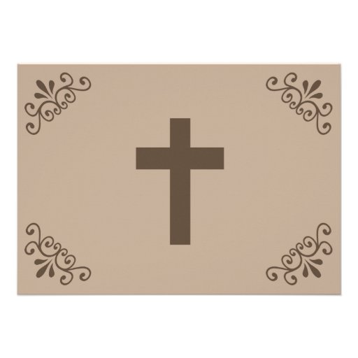 Simple Brown Baptism/Christening Invite
