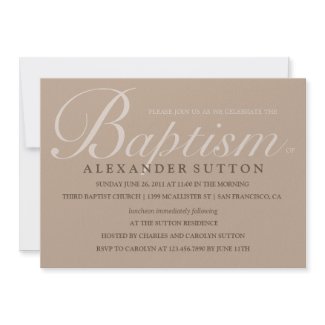 Simple Brown Baptism/Christening Invite invitation