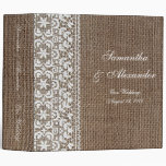 Simple Burlap and Lace 3 Ring Binders