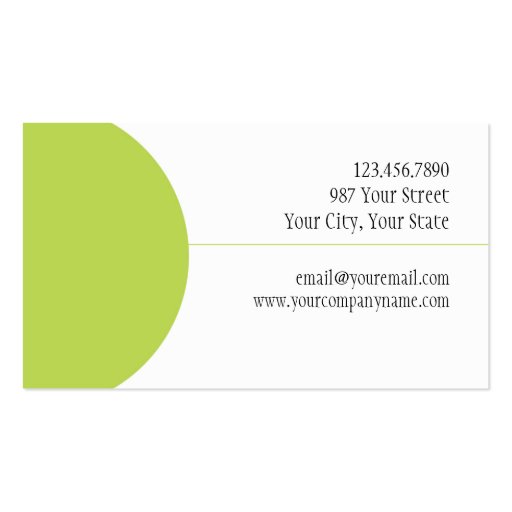 Simple Business Cards with Lime Green (back side)