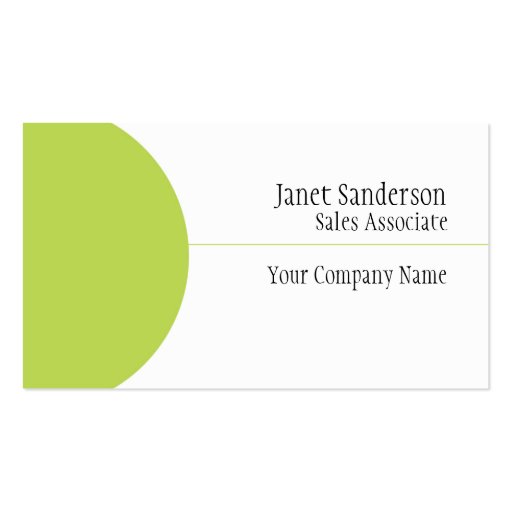 Simple Business Cards with Lime Green (front side)