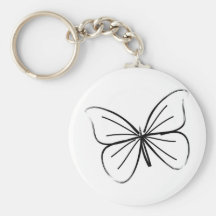 Simple Butterfly Line Drawing Key Chain