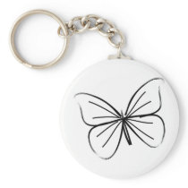 Simple Butterfly Line Drawing Key Chain