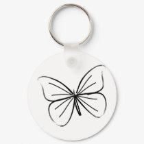 Simple Butterfly Line Drawing keychains