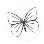 Simple Butterfly Line Drawing Round Sticker