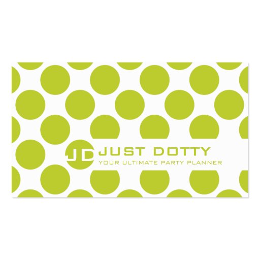 SIMPLE CARD bold polka dots lime green Business Card Template (front side)