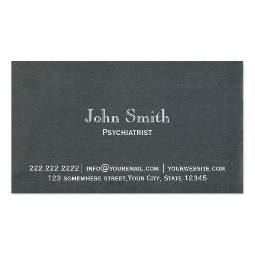 Simple Chalkboard Psychiatrist Business Card (front side)