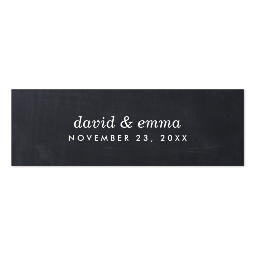 Simple Chalkboard Script Wedding Favor Tags Business Cards (back side)