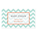 Simple Chevron Interior Design Business Card Teal