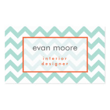 Simple Chevron Interior Design Business Card Teal