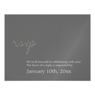Simple chic charcoal gray wedding rsvp response custom announcements