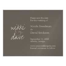 Simple chic gray shimmer wedding announcement