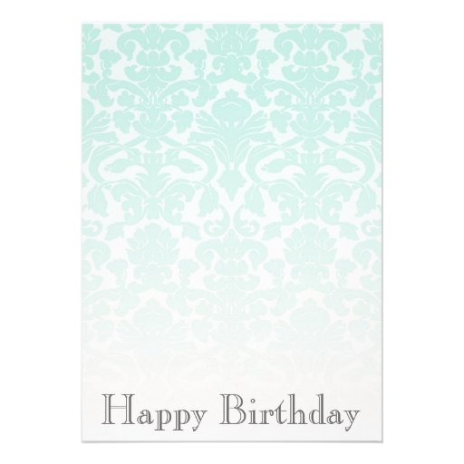 Simple Chic Mint Damask Birthday Party Invitation