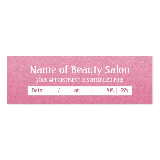 Simple Chic Pink Salon Appointment Reminder Business Card Template (front side)