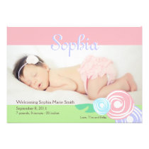 Simple Chic Rose Baby Girl Announcement invitations