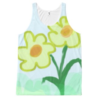Simple Childish Flowers Watercolor Finger Painting All-Over Print Tank Top