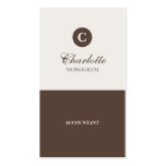 Simple Chocolate & Cream Monogram Business Cards business cards