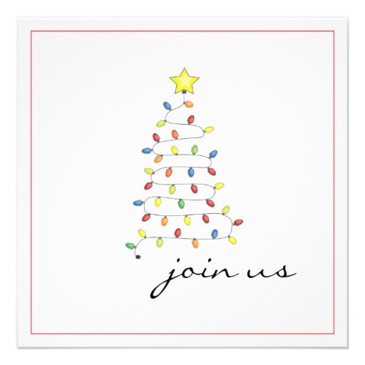 Simple Christmas Light Tree Party Invitation