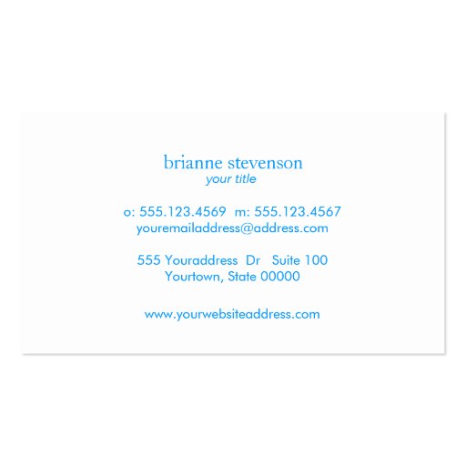 Simple & Classic Beauty Turquoise Blue Linen Look Business Card (back side)