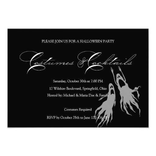 Simple & Classic Halloween Costume Party Custom Invites (front side)
