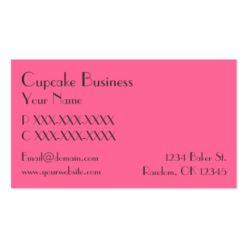 Simple colorful cupcakes bakery business cards (back side)