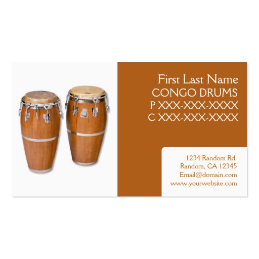 Simple congo drums music business cards (front side)