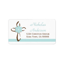 Simple Contemporary Cross with Blue Address Label2
