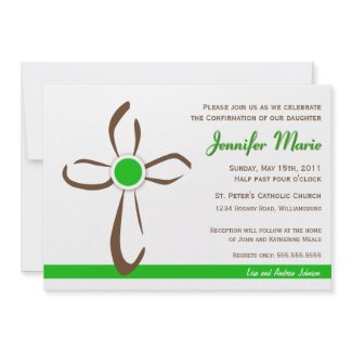 Simple Contemporary Cross with Green invitation