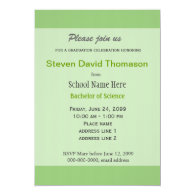 Simple, cool, fresh green graduation announcement personalized invitation
