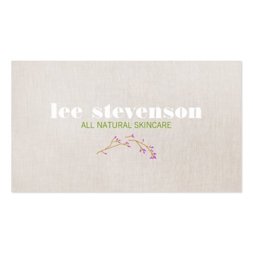 Simple Cosmetology All Natural Beauty Linen Look Business Card Template (front side)