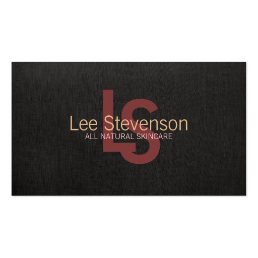 Simple Cosmetology Natural Beauty Black Linen Look Business Cards (front side)