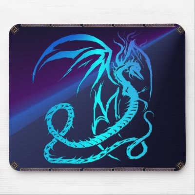 Simple CrittersElectric Dragon Mouse Mats by Lotacats Striking Blue Dragon