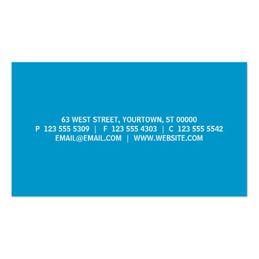 Simple Cyan Text Business Cards (back side)
