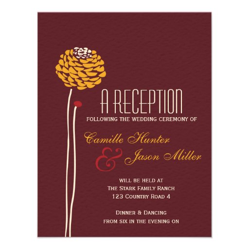 Simple Dahlia - Autumn Rustic Textured Reception Personalized Invitations