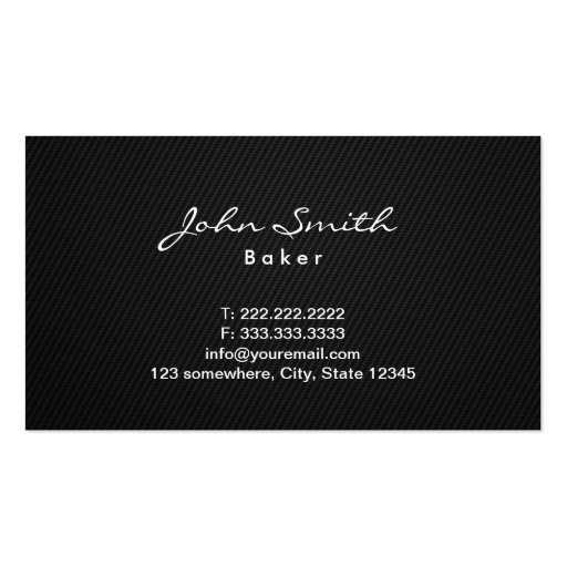 Simple Dark Monogram Baker Business Card (back side)