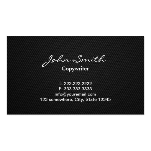 Simple Dark Monogram Copywriter Business Card (back side)