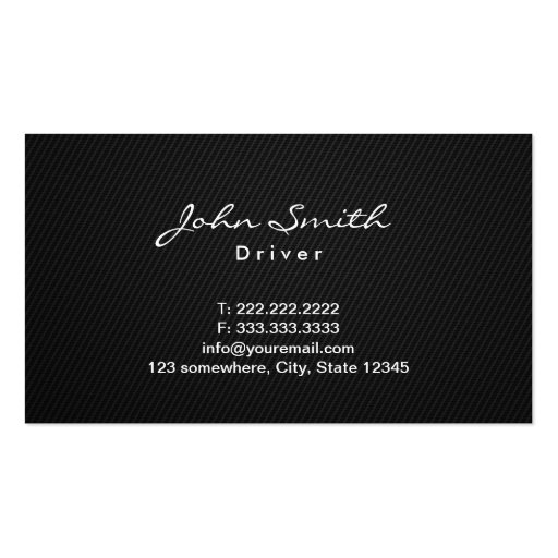 Simple Dark Monogram Driver Business Card (back side)