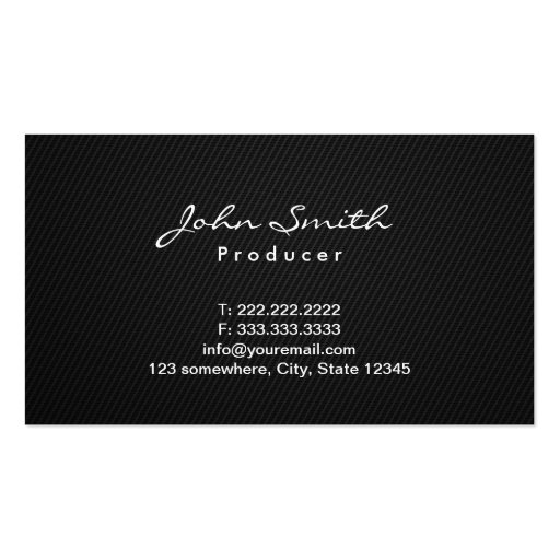 Simple Dark Monogram Producer Business Card (back side)