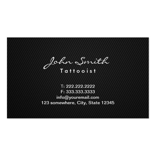 Simple Dark Monogram Tattoo Art Business Card (back side)