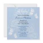 Simple Delicate Butterfly Blue Baby Shower Party Announcement