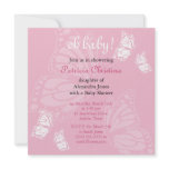 Simple Delicate Butterfly Pink Baby Shower Party Announcements