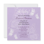 Simple Delicate Butterfly Purple Baby Shower Party Custom Announcement