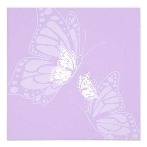 Simple Delicate Butterfly Purple Baby Shower Party Custom Announcement