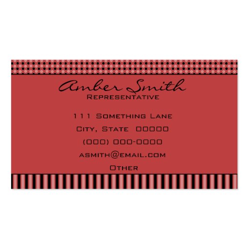 Simple Dots And Stripes (Strawberries) Business Cards (back side)
