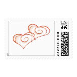 Simple Double Hearts Postage Stamps