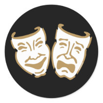 Simple Drama Masks Round Stickers