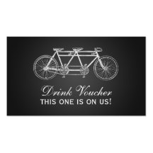 Simple Drink Voucher Tandem Bike Black Business Cards