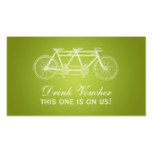 Simple Drink Voucher Tandem Bike Lime Green Business Card Templates
